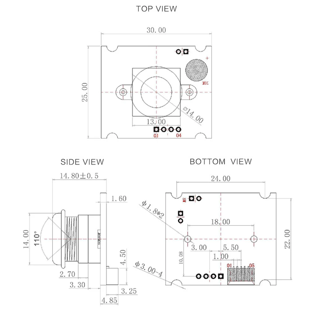 OV3660 USB Camera Module 64 110 Degree Driver-free Adjustable Focal 3.5MM 1.85MM Lens 3 Million Pixel CMOS Sensor