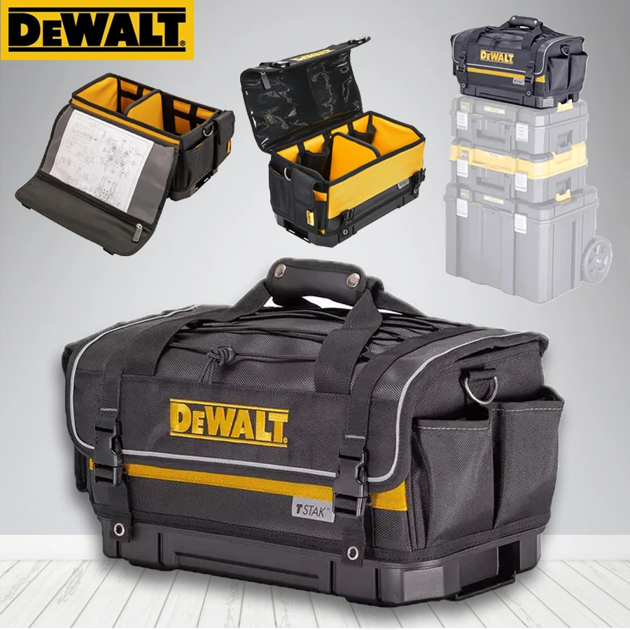 DEWALT Rigid Covered Tool Bag Covered Storage Handy Portable Hard Bottom Electricians Repairman Tools Tote Bag DWST83540-1