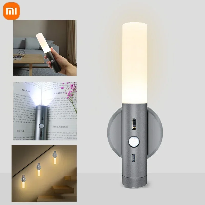 Xiaomi LED Night Light With Motion Sensor USB Rechargeable Handheld Magnetic Wall Lamp For Bedroom Bedside Table Room Decoration