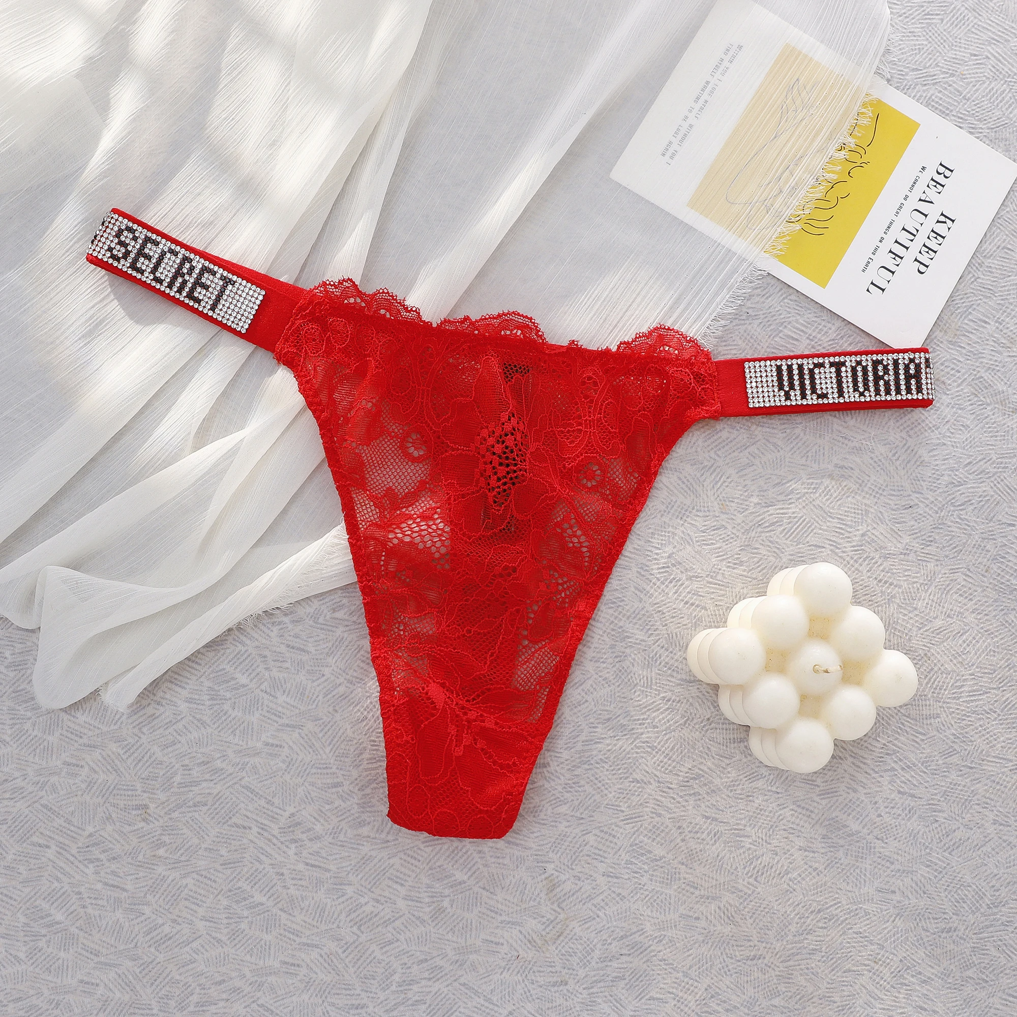 Victoria Secret Seamless Lace Thongs For Women Comfortable Breathable High Waist Underwear VS Sexy Panties Lingerie view 6