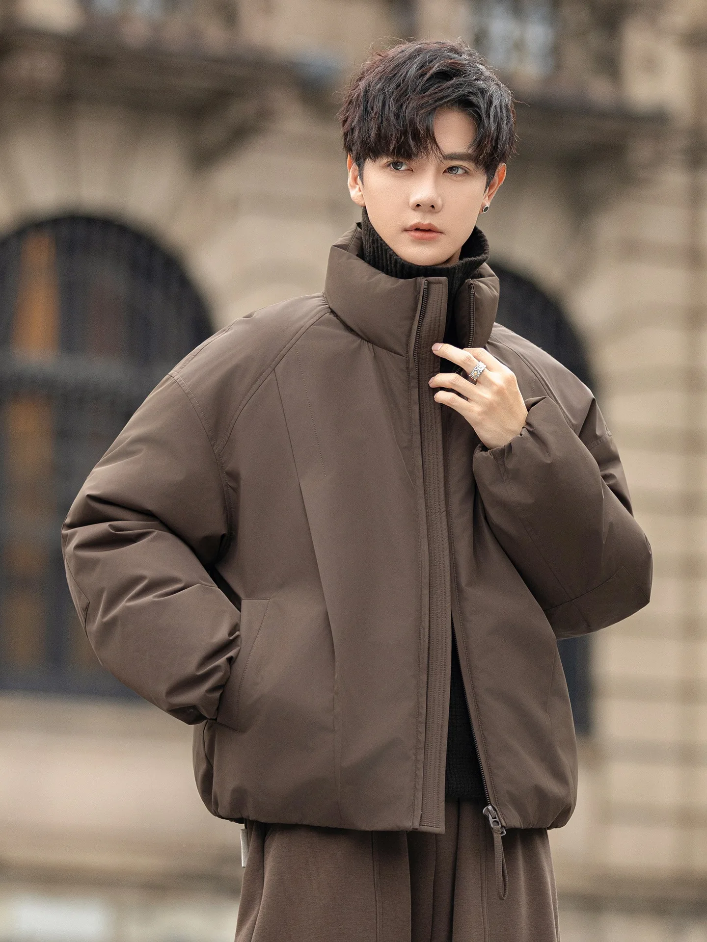 

Cé Brown ort Lightweight Stand Collar Men's down Jaet Winter Thi Warm Quilted Coat Youth ular Daily Wear Polyester...
