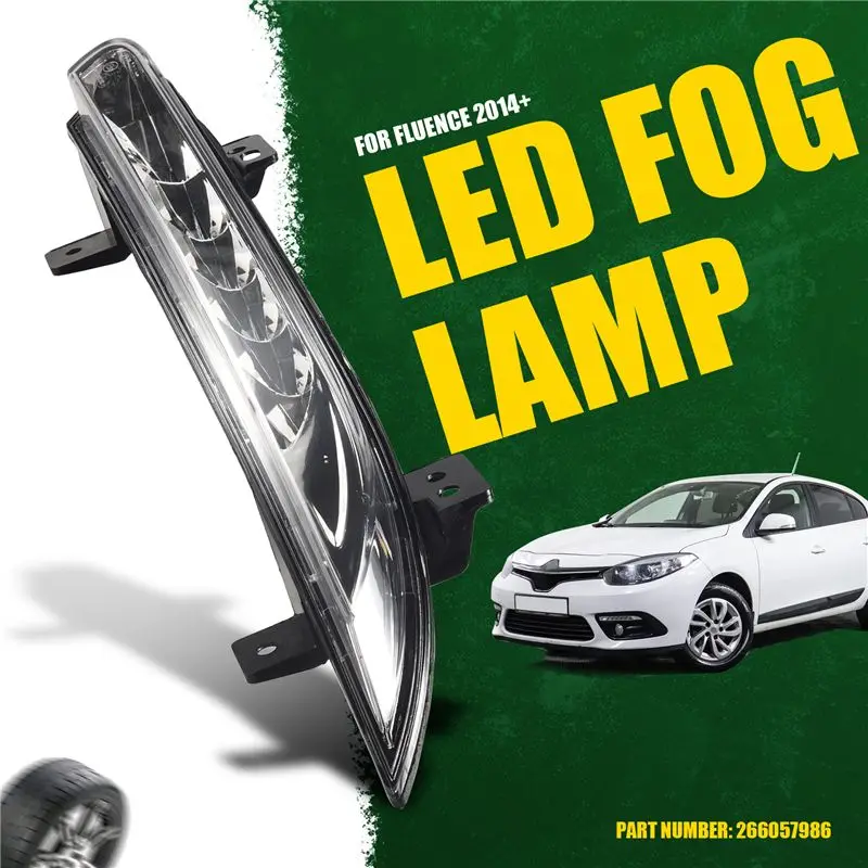 AEF3-Car Front LED DRL Fog Light For Renault Fluence 2014+ Auto Driving Lamp Daytime Running Light Bumper Lamp