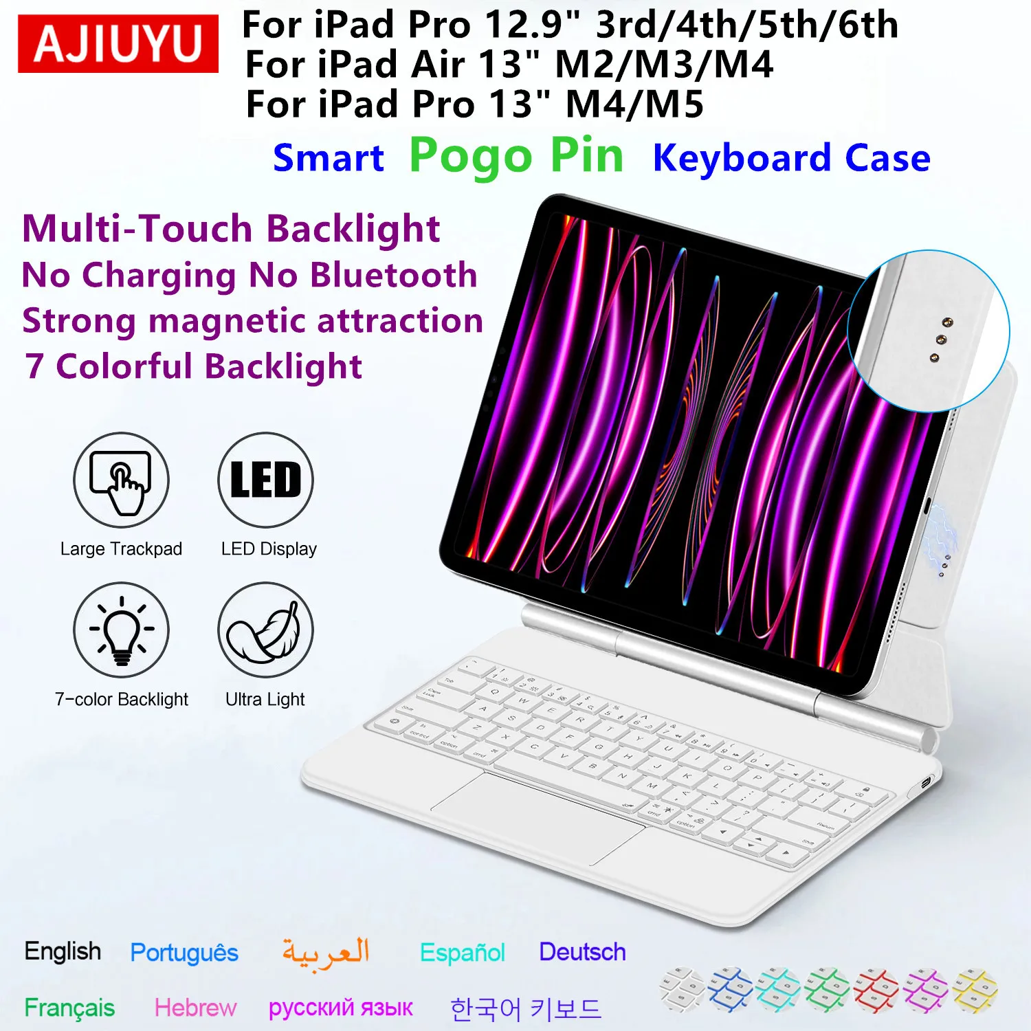 Smart Pogo Pin Keyboard Case for iPad Air 13 inch M4 2026 M3 M2 iPad Pro 12 9 12.9 13