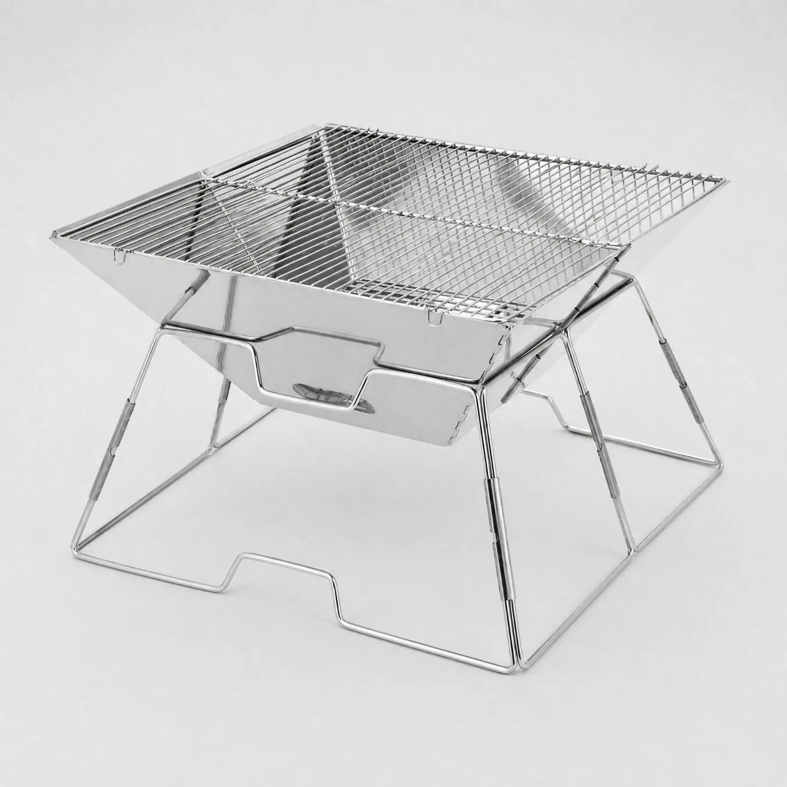 Outdoor Cooking Equipment Compact Stainless Steel Folding Fire Fire Bowl and Grill Foldable Outdoor Fire Fire Bowl with Raised
