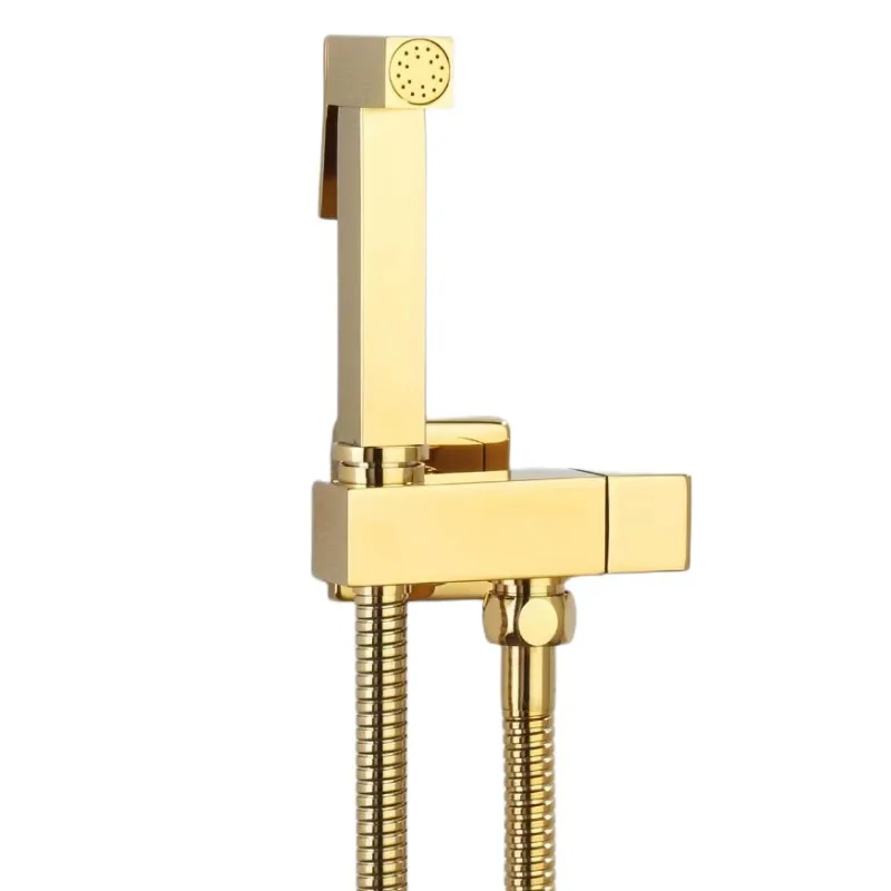 Brass Bidet Faucet Gold/Gun Grey Handheld Toilet Bidet Sprayer Hygienic Set Shower Toilet Single Cold Water Tap Self Cleaning