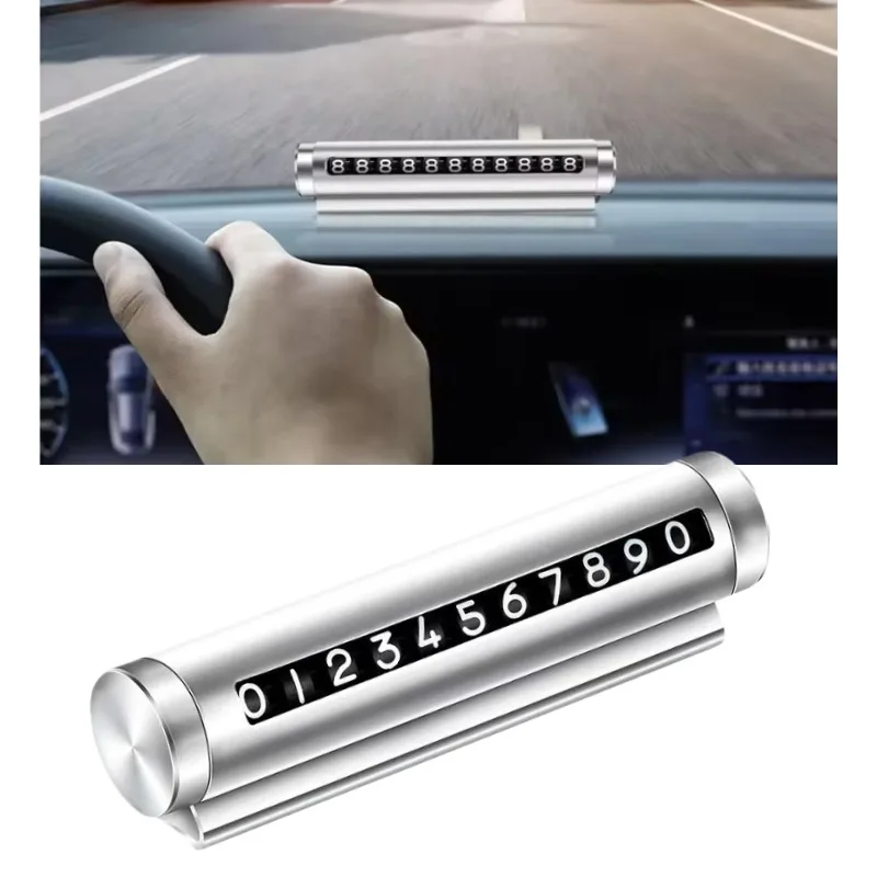 

Car Temporary Parking Card, Aluminum Metal Roller Rotate Phone Number Plate Adjustable Car Parking Plate for Car Styling Supplie