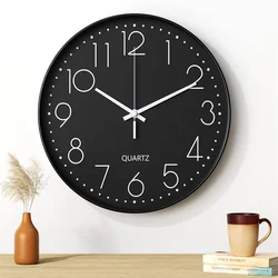 Wall Clock, 12 Inch Modern Wall Clock, Silent Quartz Movement Modern Minimalist Design, Black, for Living Room, Kitchen, Office