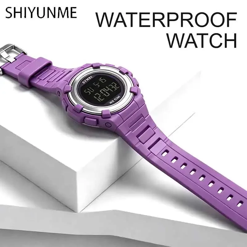 SHIYUNME New Woman Sports Digital Watches High Quality 5Bar Waterproof LED Luminous Stopwatch Multifunction Student Ladies Watch
