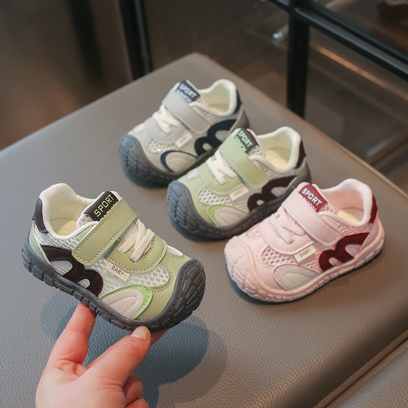 Baby Walking Shoes Toes Capped Hook&loop Toddler Casual Shoes Fashion 2026 Brand New Kids Sports Shoes Non-slip Soft Bottom