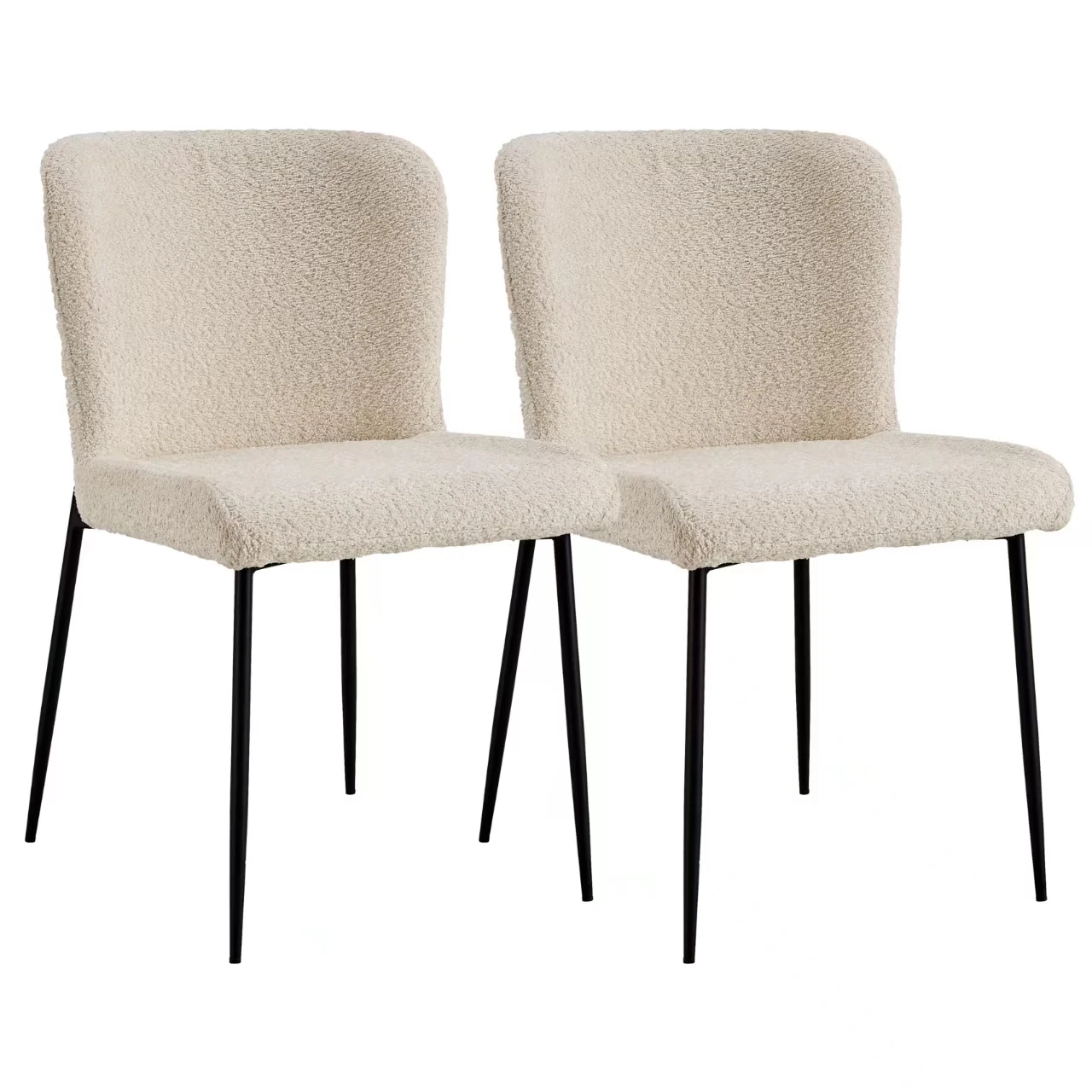 Formwell set of 2pcs Dining Chairs, Kitchen Chair, lambswool fabric with Metal Legs for Dining Room, Living Room