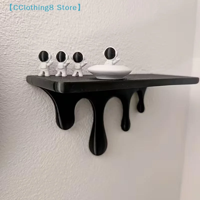 3D Printed Drip Floating Shelf Wall-Mounted Plastic Melting Decorative Bracket Irregular Shape Display Rack