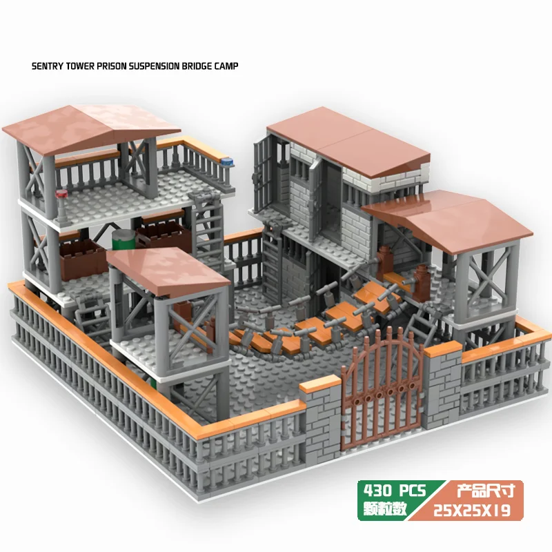 

Военные часовые башни, тюремный подвесной мост, наборы строительных блоков для лагеря, военные кирпичи, игрушки для детей и мальчиков