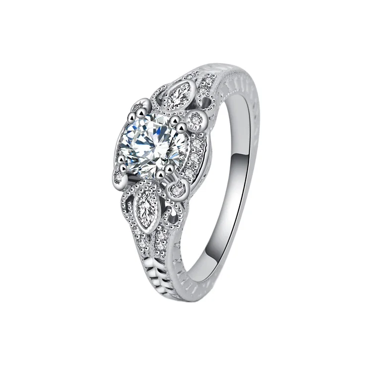 

Elegant Nice Cut Rhodium Plated Gold Finger Ring Trendy Design for Women's Wedding Engagement Party Anniversary with Price