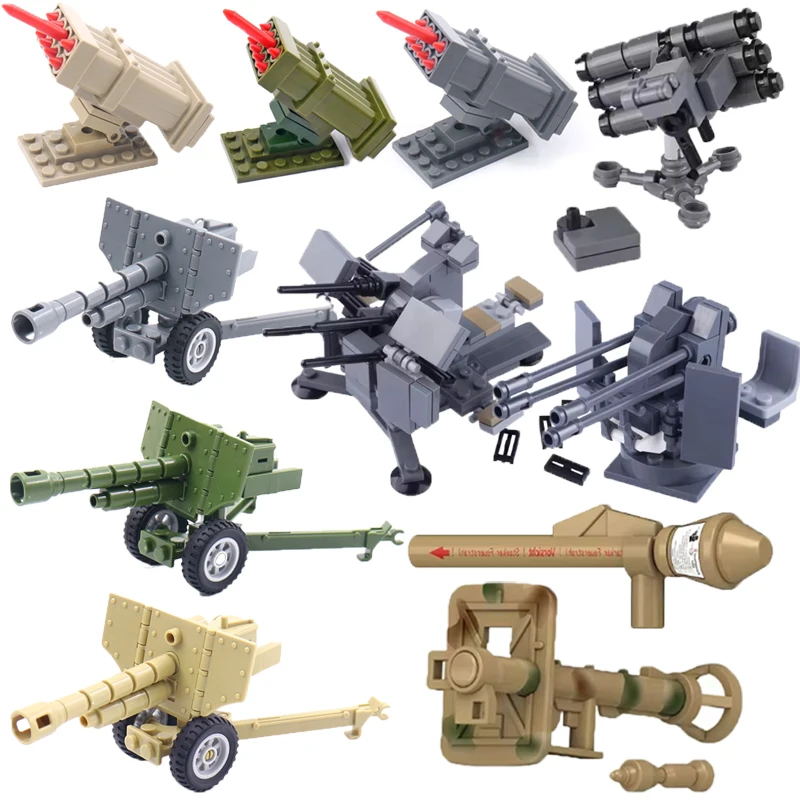 WWII Building Blocks Weapon Accessory Soldier Digital Gift Ninja Sword Mortar Cannon Missile Launcher RPG Toys Mini Brick X006