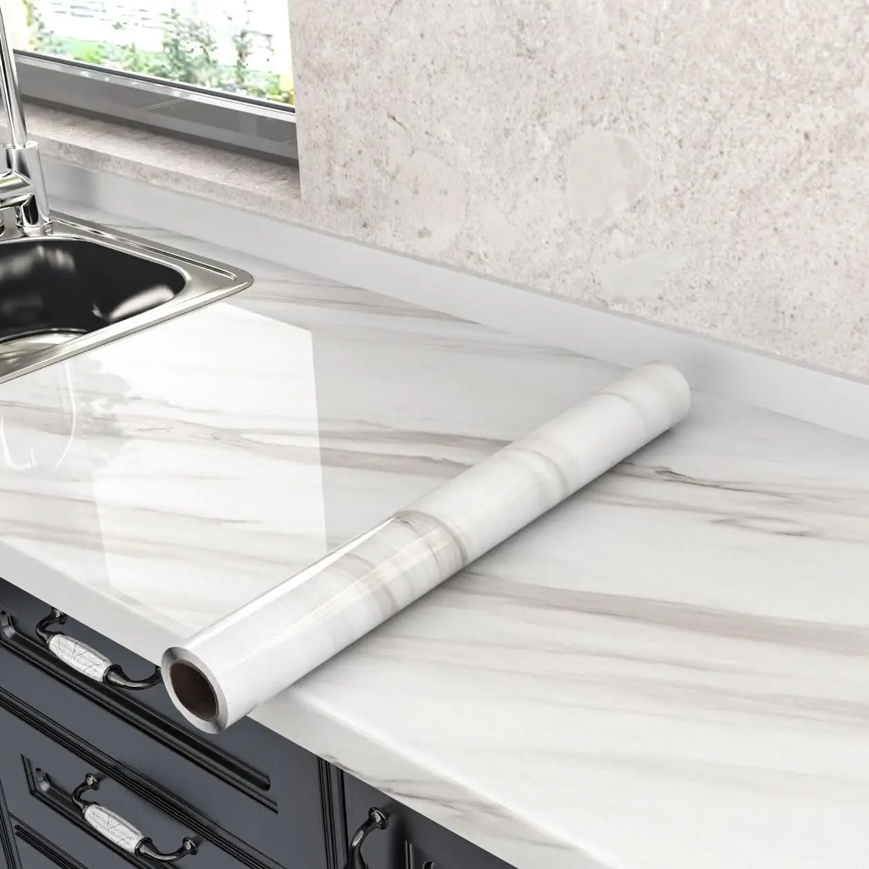 home decoration item self-adhesive wall sticker waterproof and oil proof wallpaper for kitchen refrigerator cabinet countertop