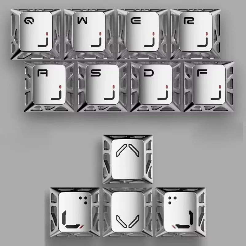 Aluminum Alloy Star Artisan Keycaps CNC Hollow Custom Metal Silver Keycap Spacebar WASD Arrow Keys For MX Switch Mechanical DIY