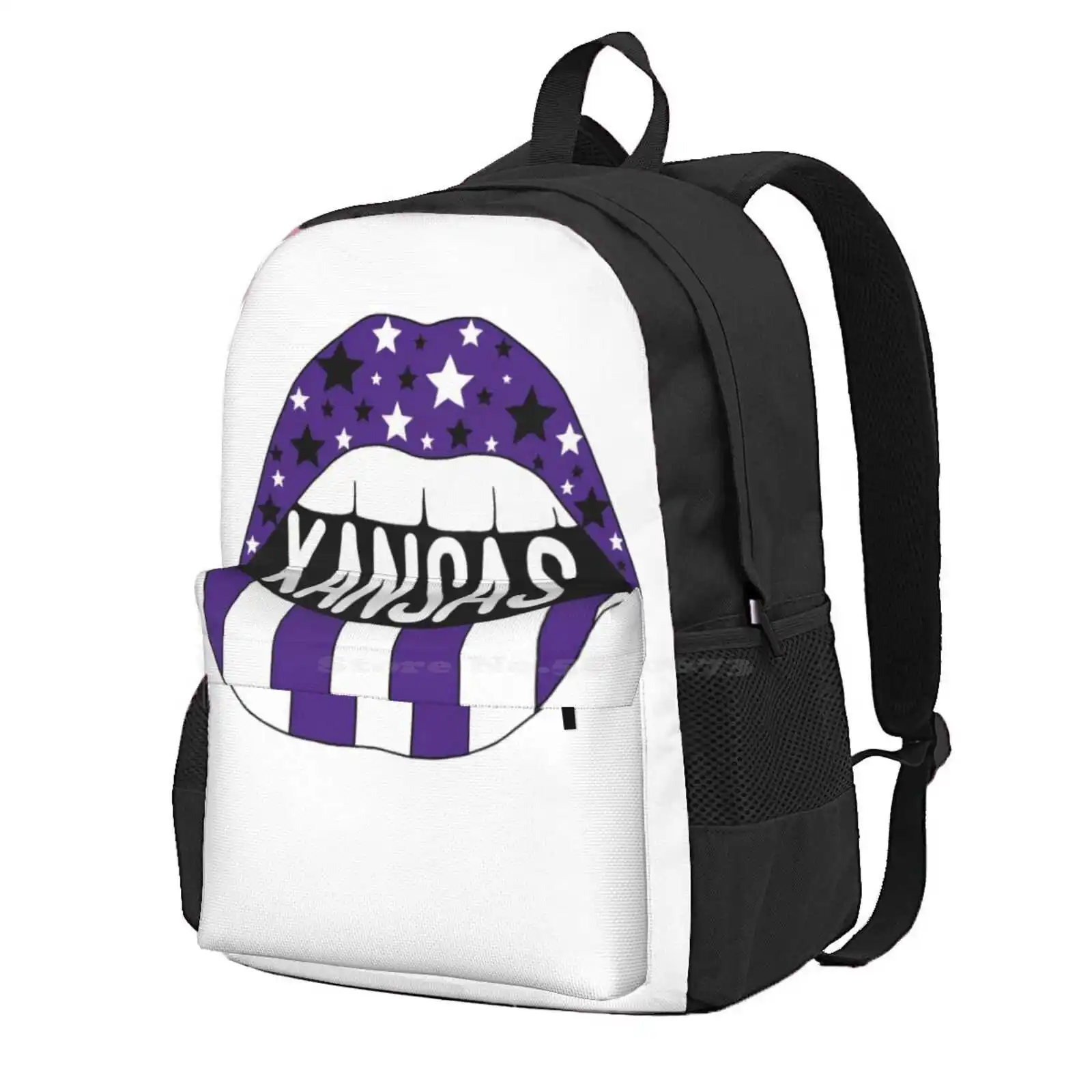 Kansas Hot Sale Schoolbag Backpack Fashion Bags Sorority Fraternity Srat College University U Of Kansas Purple Wildcats Black