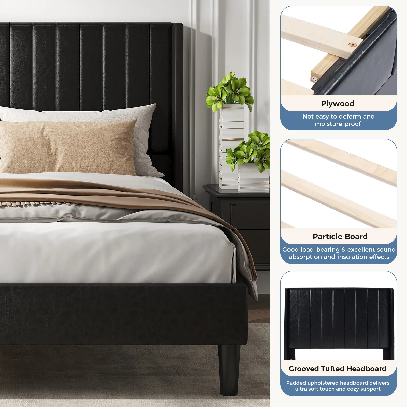 Assembled upholstered platform bed