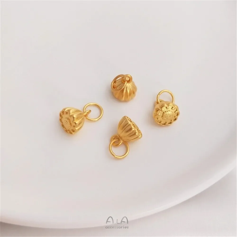 Vietnam sand gold lotus pod lotus bud cherry gourd blessing bag flat word lock pendant DIY first ornaments pendant strong color