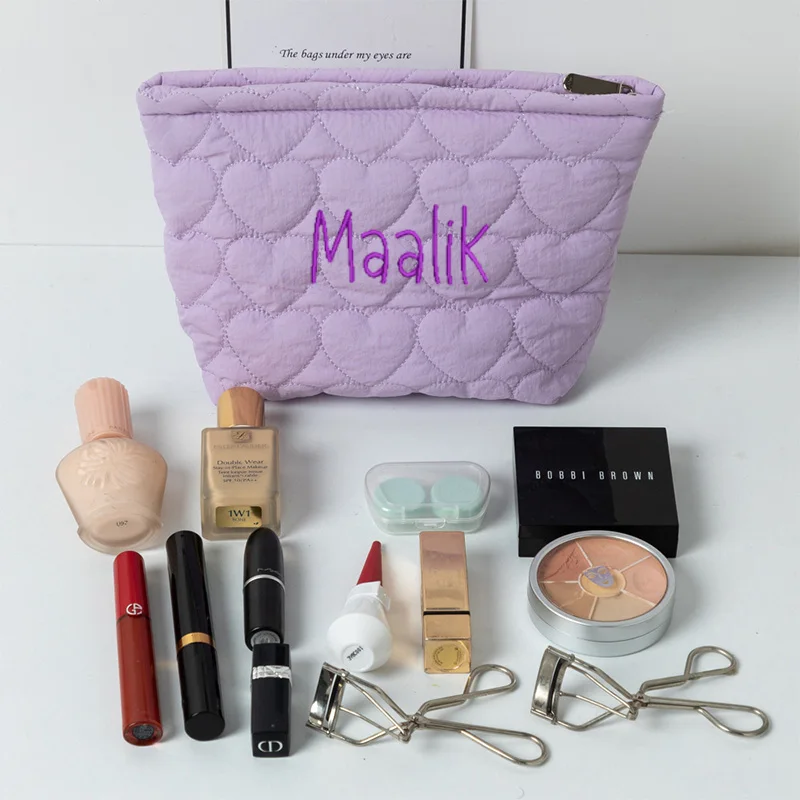 Bolso de mano con nombre personalizado para mujer, bolsa de maquillaje de gran capacidad, almacenamiento de pintalabios, regalo de compromiso de boda