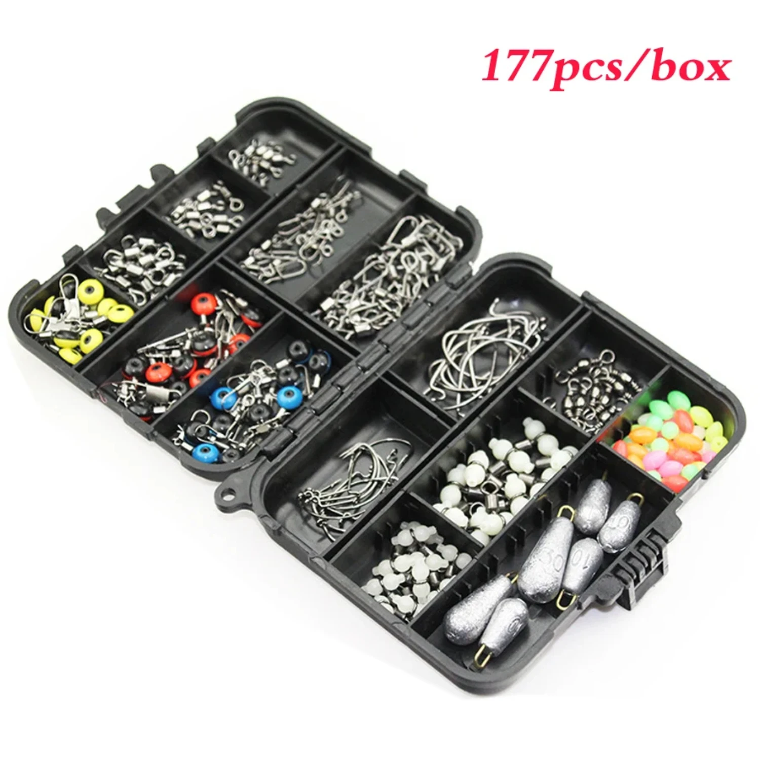 مجموعة ملحقات الصيد بما في ذلك أوزان حوض الصيد الكرنك والمحامل ودوارات الصيد والألواح وصندوق معدات الصيد #6