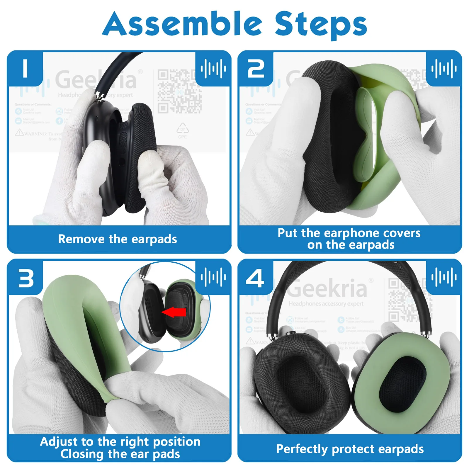 Geekria Silicone Earpad Covers Compatible With AirPods Max, Earpad Protector / Earphone Covers / Earpad Cushion / Ear Pad