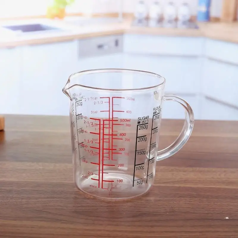 High Glass Measuring Cup 500Ml With Easy To Read Marking Thick Glass Measuring Cup For Home And Professional Use HX6C