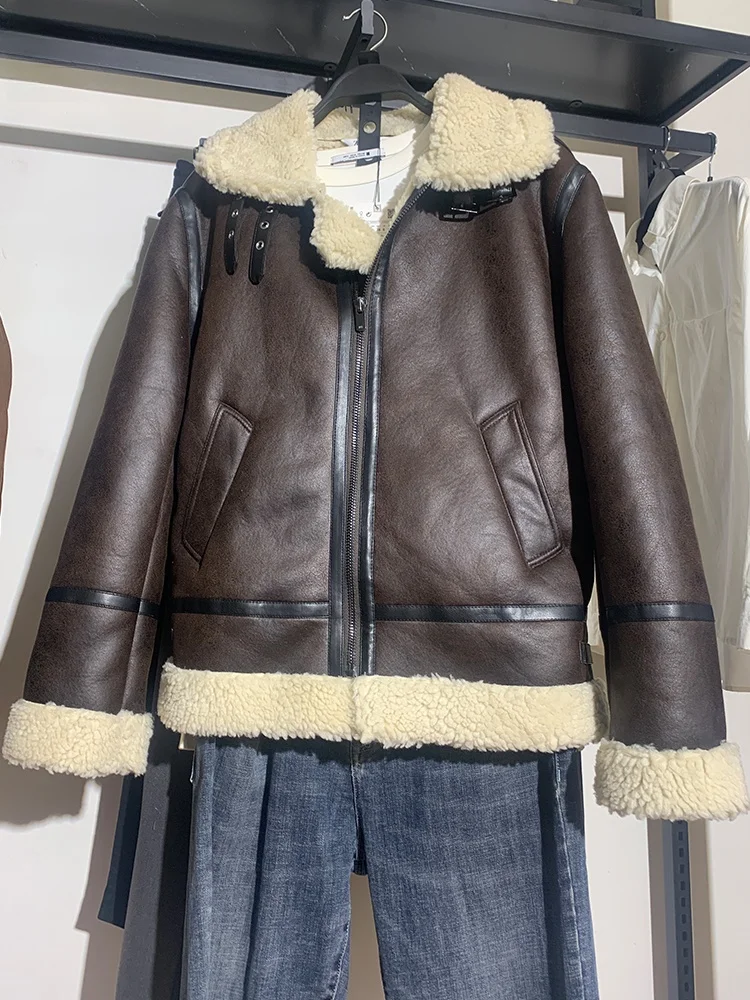 

Новая зимняя мужская куртка из искусственной замши с мехом, утепленная, из овечьей шерсти, искусственная замша вельбоа, теплая хлопковая одежда 63835