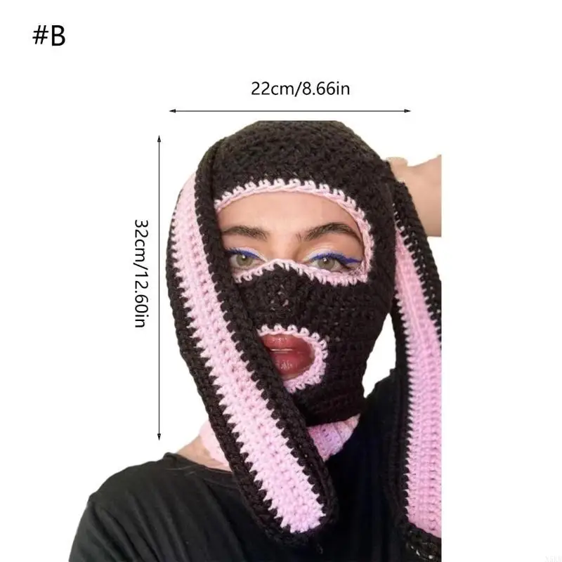 N5KB Balaclava hoed schattige konijn gehaakte hoed voor vrouwen mannen foto rekwisieten bunny oordap cosplay- Halloween