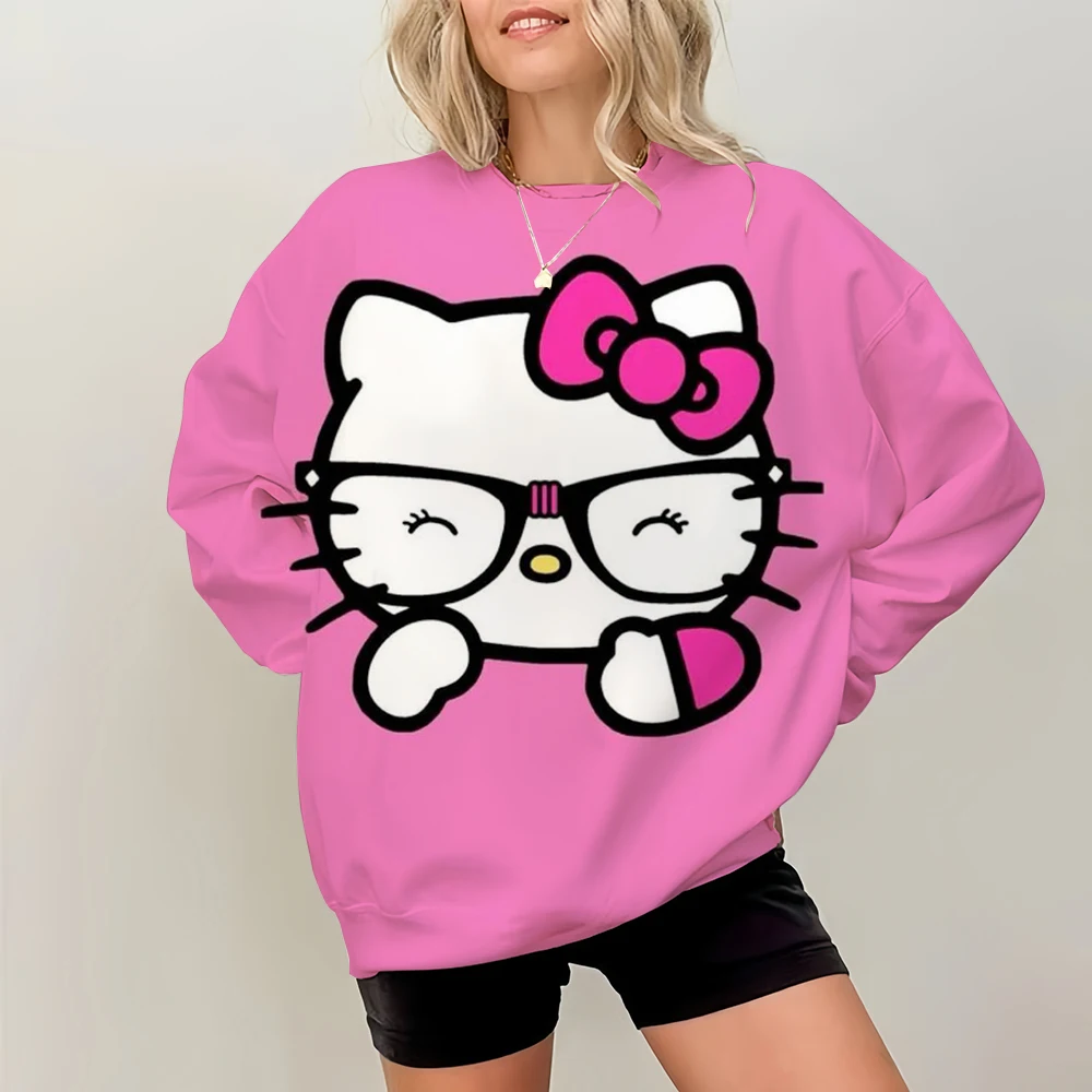 Lässiger Kapuzenpullover mit Hello Kitty-Aufdruck für Damen, kreativer Kapuzenpullover, All-Match-Straßenkleidung, Unisex-Pullover für Damen ﻿