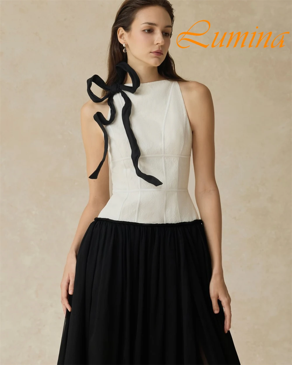 Vestido de noche personalizado de alta calidad con cuello redondo, vestido de cóctel clásico de gasa sin mangas, flores modernas, vestidos para ocasiones especiales