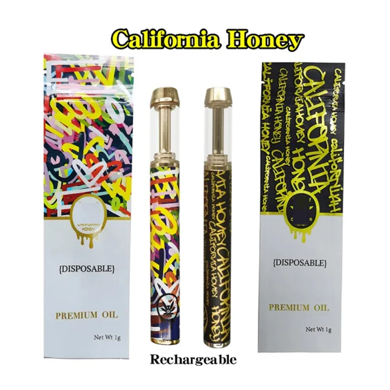 10-50 stücke Kalifornien Honig Einweg Vape Pen 1ml leerer Wagen elektronische Zigarette Keramik spule 550mah wiederauf ladbar mit Verpackung