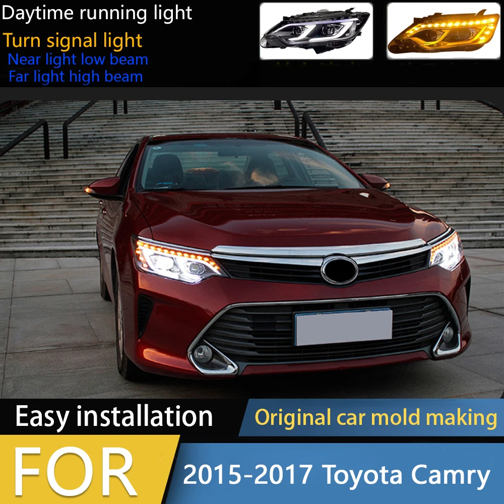 

Car Styling for Toyota Camry LED Headlight 2015-2017 Headlights Camry DRL Turn Signal High Beam Angel Eye Accessories