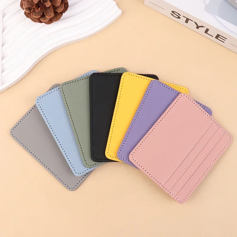 

1pc Mini Leather Wallet 4 Slots Cardholder Slim Bank Credit Card Holder Men's Business Small ID Case For Women Purse