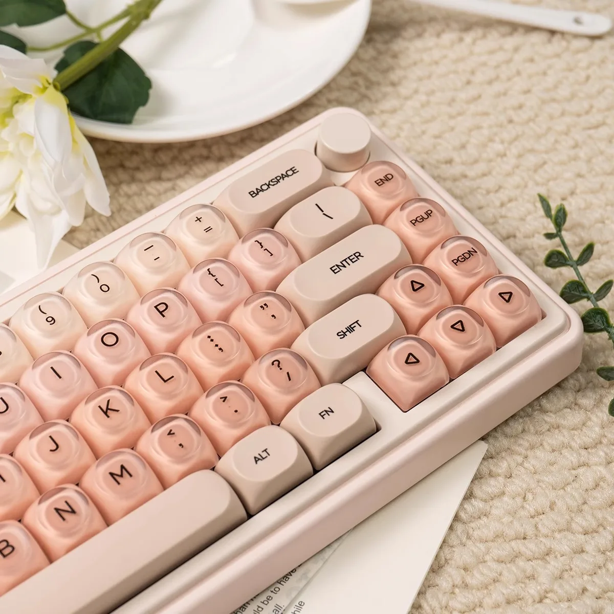 130 Keys Liquid Foundation keycaps MOA Profile PBT+PC Round Pink Cute Keycap Sets for MX Mechanical Keyboard Keycaps