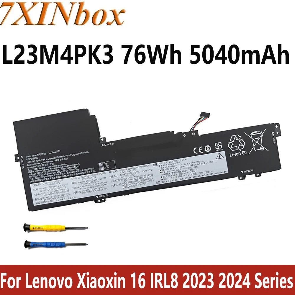 

7XINbox L23M4PK3 L23C4PK3 L23B4PK3 15,08 В 76 Втч 5040 мАч Аккумулятор для ноутбука Lenovo Xiaoxin 16 IRL8 2023 2024 Series бесплатные инструменты