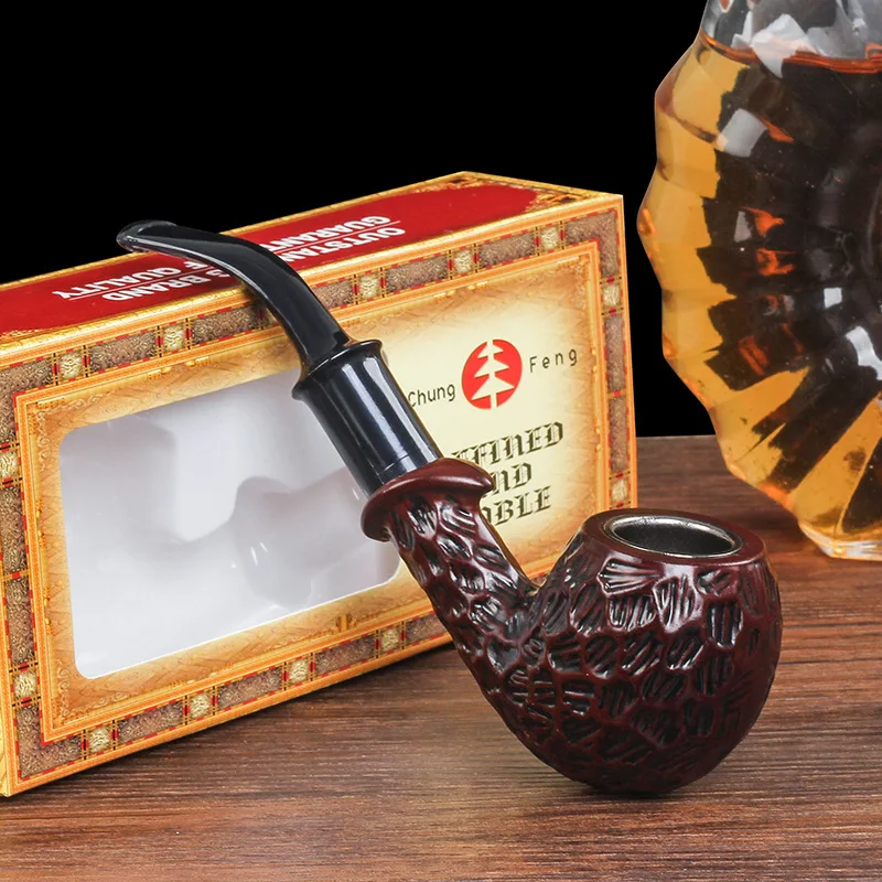 Filter Pipe Bakelite Resin Dry Tobacco Bag Pot Removable Old-fashioned Curved Smoking Set Cigarette Accessories