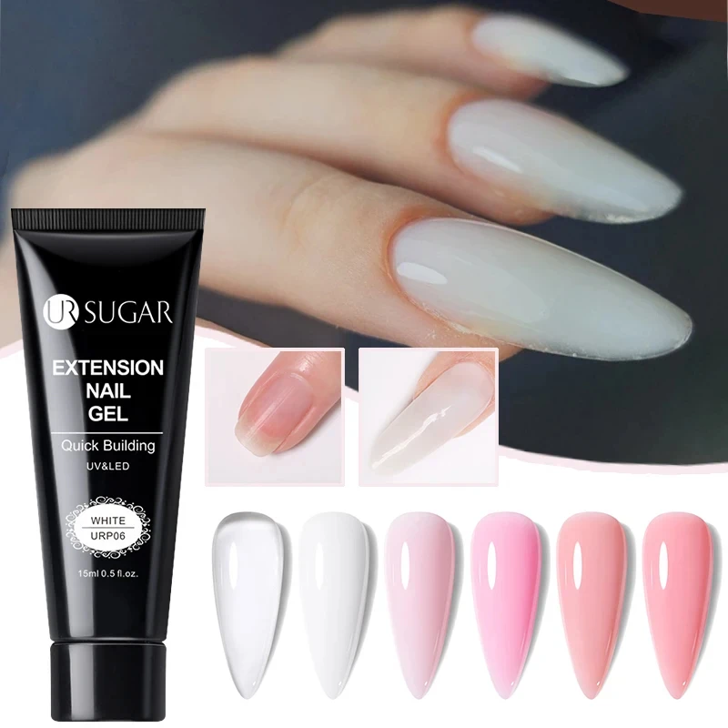 UR SUGAR 15ml White Clear Quick Extension Gel Acrylic Fast Building Hard Gel Semi-Permanent Soak-Off UV LED Construct Manicure