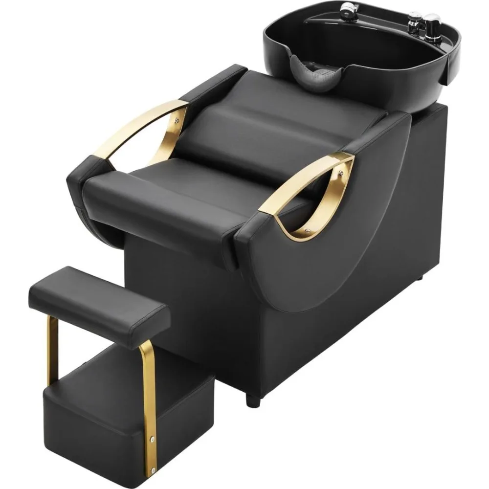 

Shampoo Bowl and Chair Set for Salon,Backwash Barber Chair,ABS Plastic Shampoo Bowl Sink Unit w/Independent Footrest