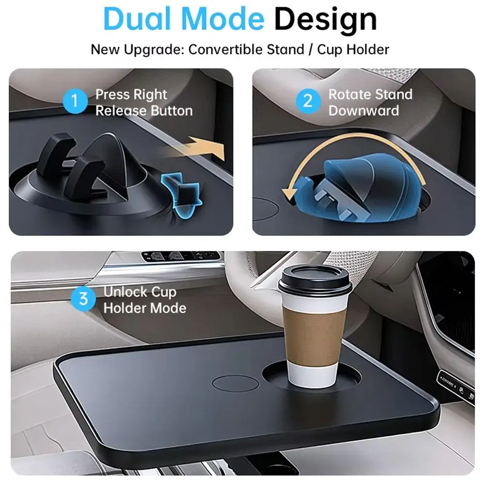 Auto-Montierter Hängender Kleiner Tisch mit Drehbarem Innensitz, Getränkehalter, Esstisch, Universeller Multifunktionaler Autotisch – Detail 13