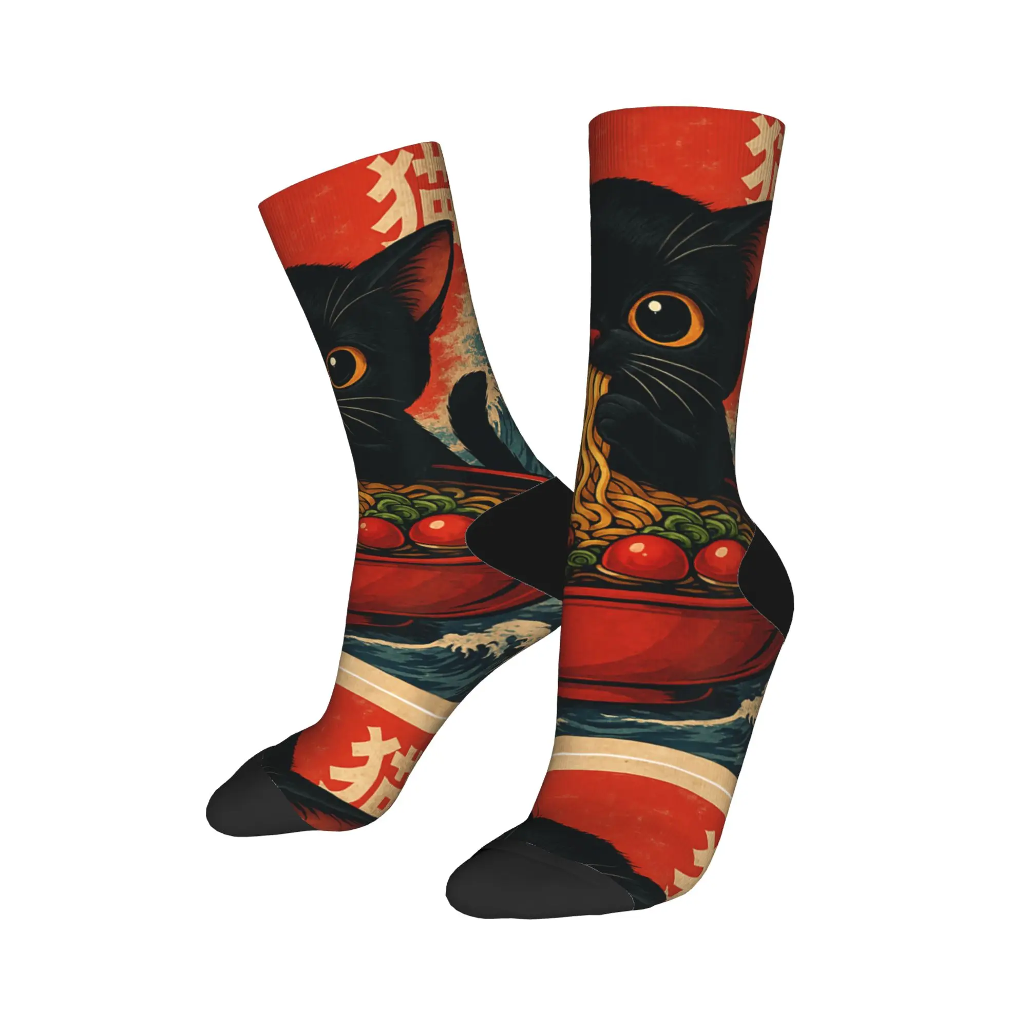 Kawaii أنيمي القط رامين الجوارب اليابانية جوارب مطبوعة المضادة للانزلاق الرجال الجوارب لينة الشتاء مضحك الدراجات الجوارب