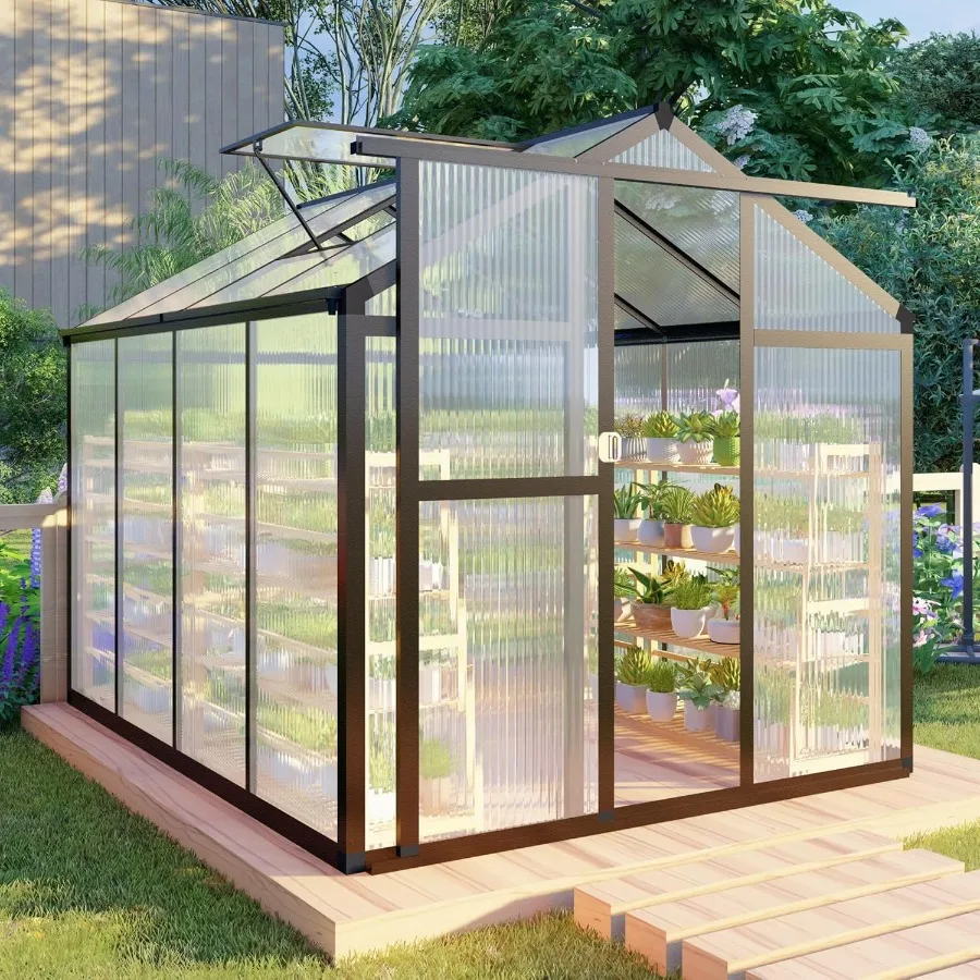 

CQZY 6x8 FT Greenhouse for OutdoorsWalk-in Greenhouse for Outdoors Dark Gray
