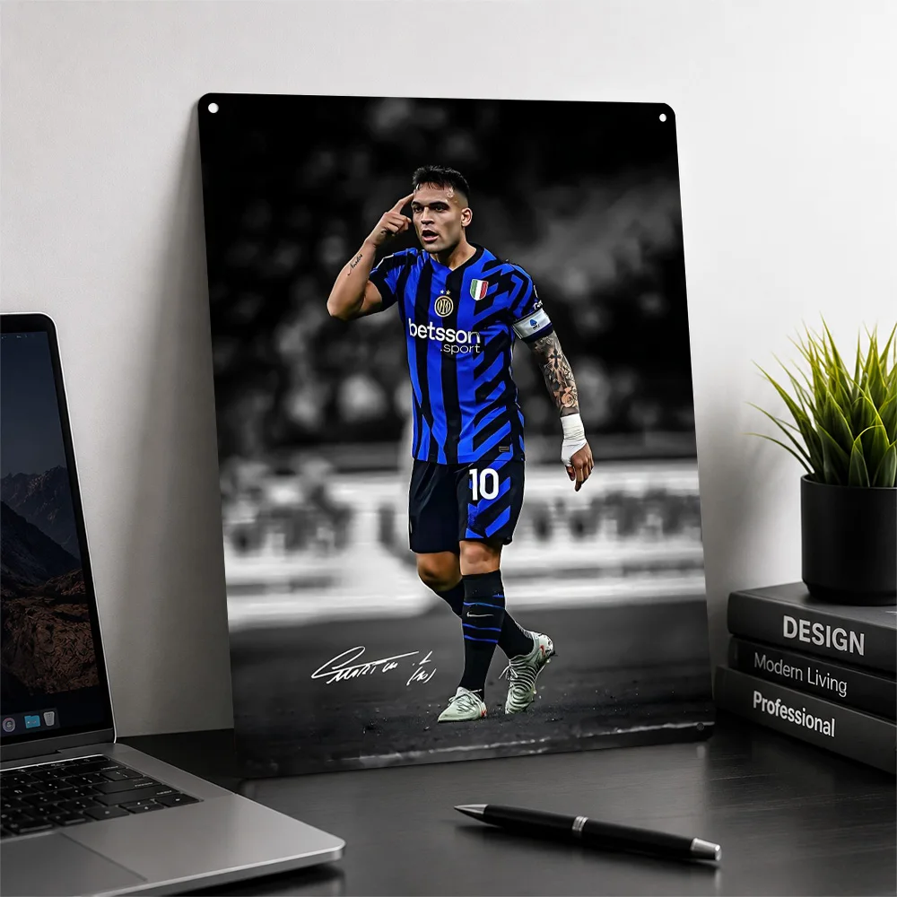 Lautaro Martinez Inter Milan Poster Retro 3D Printed Metal Signs Customized Wall Hanging Gift for Modern Home Decoration Luxury