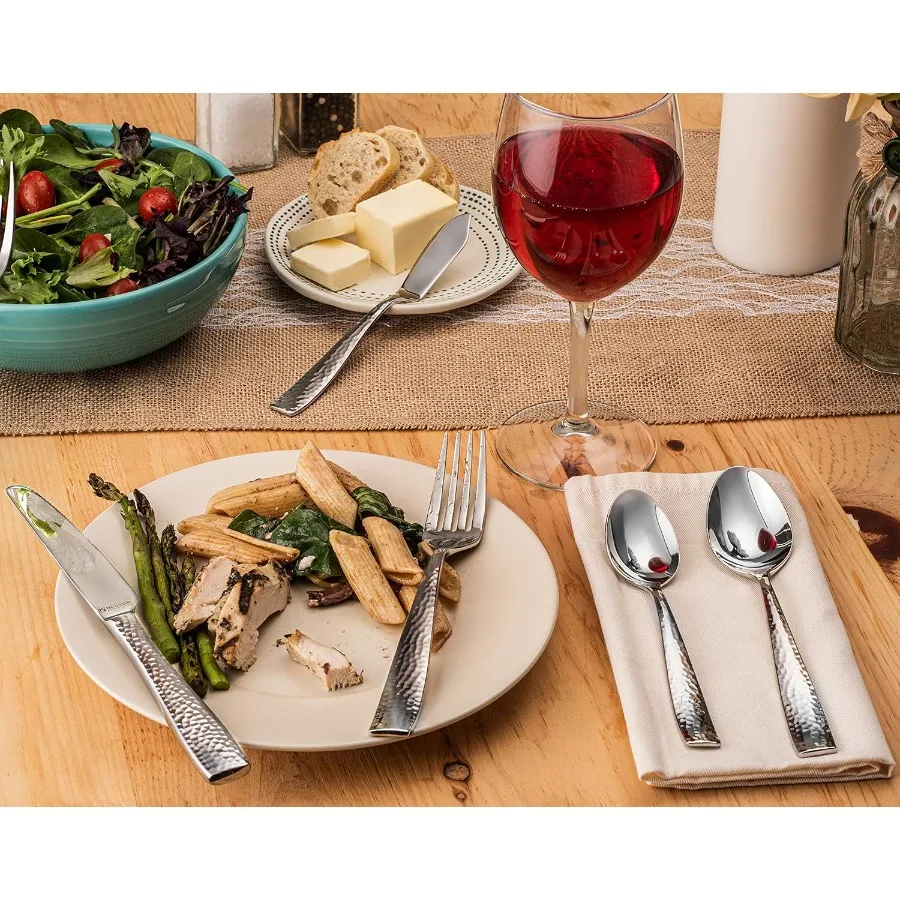 20 قطعة من الفولاذ المقاوم للصدأ المطروق 18 10 خدمة أدوات المائدة الفضية لمجموعة 4 20 قطعة