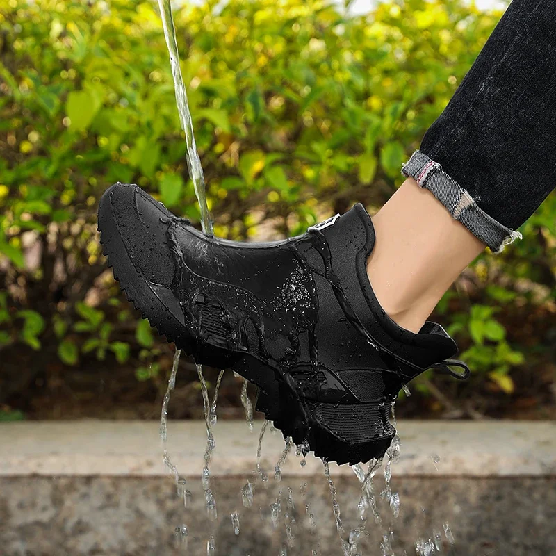 

Rain Shoes for Men Waterproof, Anti-slip and Wear-resistant Short Rain Boots Fishing Rubber Shoes Kitchen Water Shoes