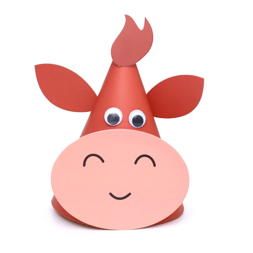 

5pcs Kids Baby Diy Birthday Hats Animal Shaped Party Hat Decorations For Birthday Costume Party Photo Props Colorful Accessory