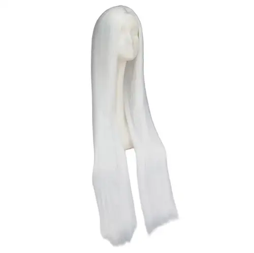 Imagen 2 del producto Peluca blanca de 100CM/40 pulgadas, fibra sintética resistente al calor, larga, disfraz de Halloween, Cosplay, pelo liso de Carnaval