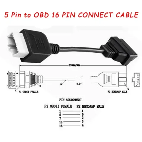 Obdtool для Honda 3-контактный/5-контактный на 16-контактный OBD2 автомобильный диагностический адаптер «папа/мама» соединительный кабель