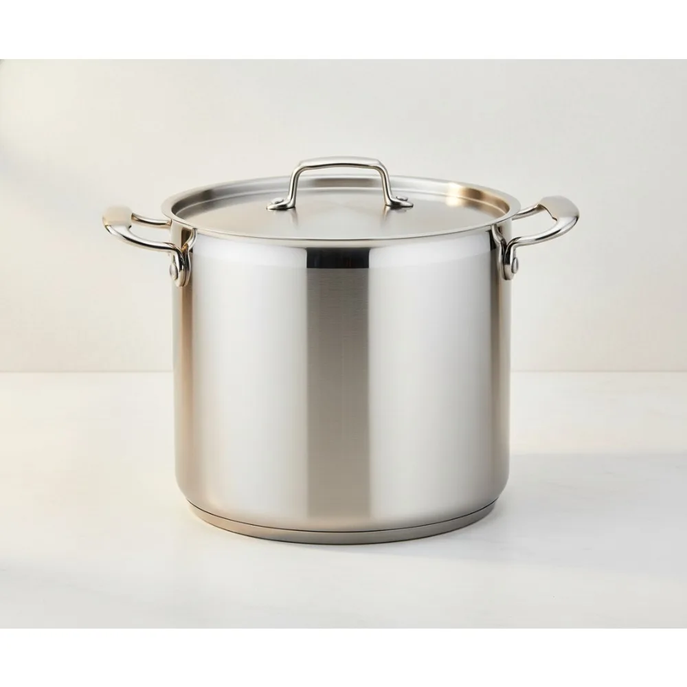 

Premium Stainless Steel 12-Quart Stock Pot with Lid - Even Heat Distribution, Induction Compatible Cookware for Family Cooking