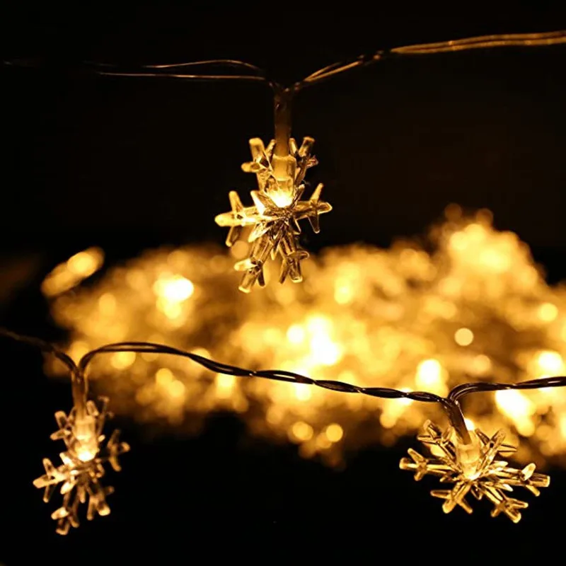 12M Christmas Decor Outdoor LED Snowflake Solar Lamp Fairy String Lights Garden Xmas Tree Garland Wedding Party Home Decoration